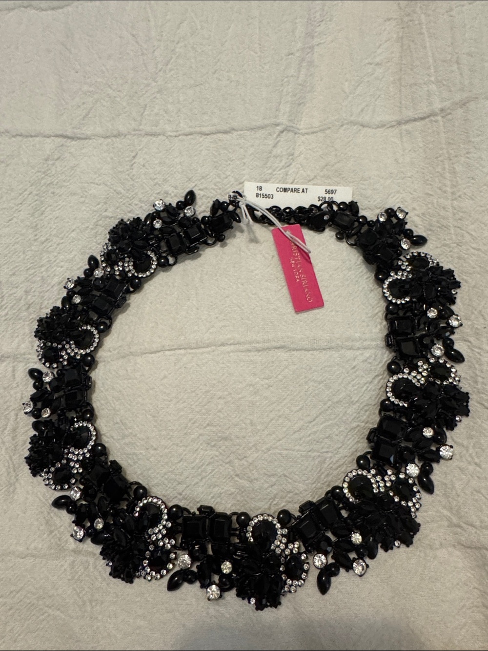 Christian Siriano Black Crystal Statement Collar Necklace